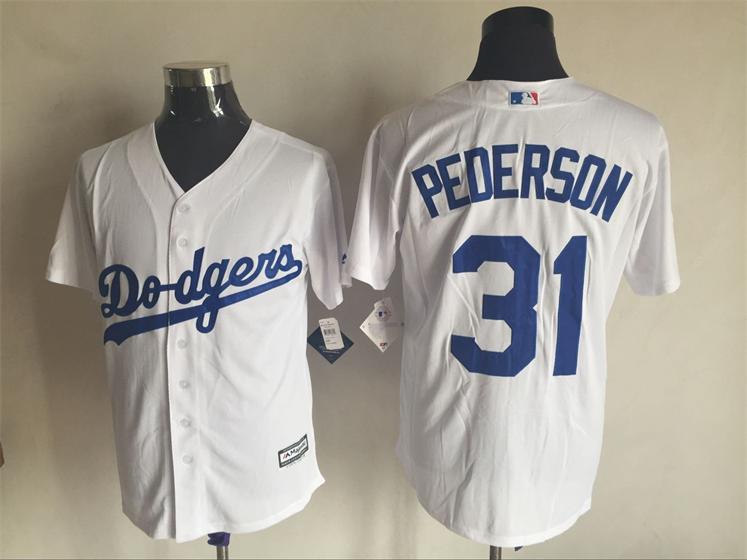 Los Angeles Dodgers 31 Joc Pederson white Majestic men baseball mlb Jersey