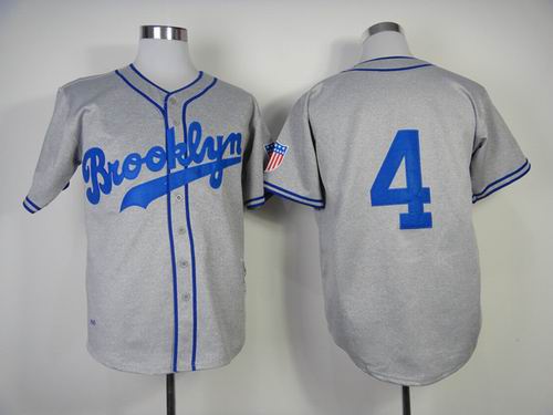 Los Angeles Dodgers 4 throwback gray men baseball mlb Jerseys