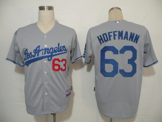 Los Angeles Dodgers 63 Hoffmann Grey men baseball mlb jerseys