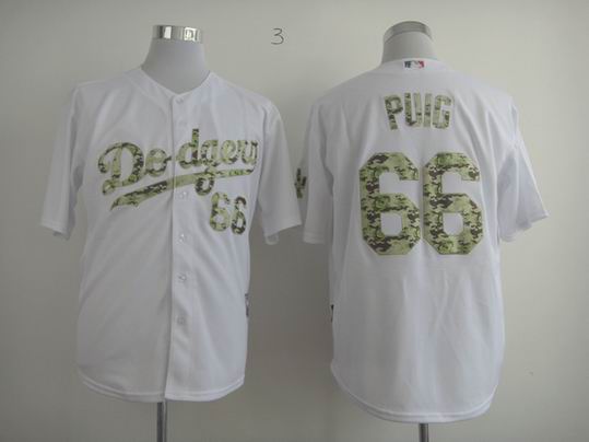 Los Angeles Dodgers 66 Puig white camo men baseball mlb jersey