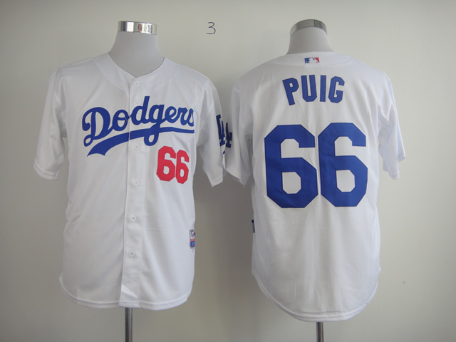 Los Angeles Dodgers 66 Yasiel Puig white men baseball mlb jersey