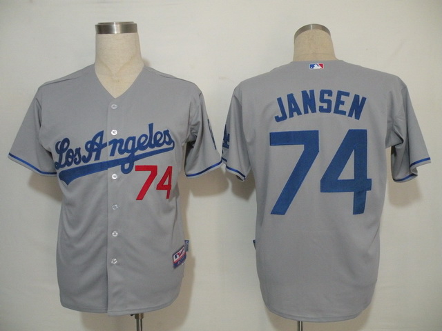 Los Angeles Dodgers 74 Jansen Grey men baseball mlb jerseys