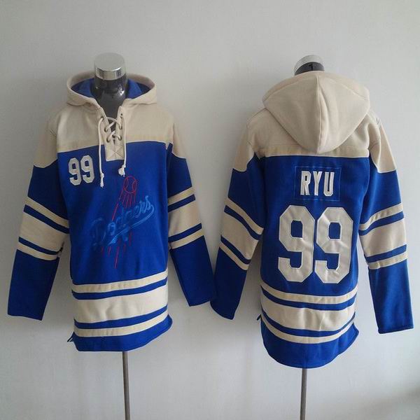 Los Angeles Dodgers 99 Hyun-Jin Ryu blue baseball Hooded Sweatshirt