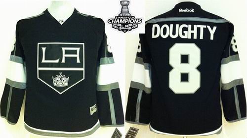 Los Angeles Kings #8 Drew Doughty kid Black 2014 NHL champion Jerseys