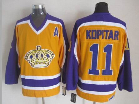 Los Angeles Kings 11 Anze Kopitar throwback yellow CCM men nhl ice hockey  jerseys A patch