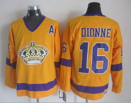 Los Angeles Kings 16 Marcel Dionne Yellow Throwback CCM men nhl ice hockey  jerseys