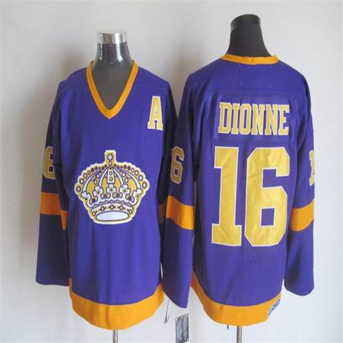 Los Angeles Kings 16 Marcel Dionne Yellow purple Throwback CCM men nhl ice hockey  jerseys  A patch