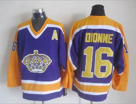 Los Angeles Kings 16 Marcel Dionne Yellow purple Throwback CCM men nhl ice hockey  jerseys A patch