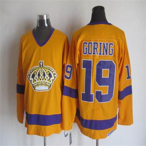 Los Angeles Kings 19 Goring throwback yellow men nhl ice hockey  jerseys