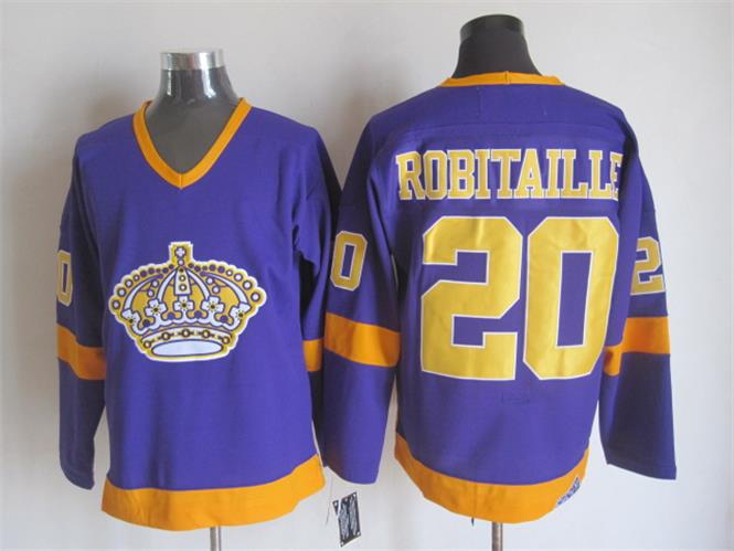 Los Angeles Kings 20 Luc Robitaile throwback purple men nhl ice hockey  jerseys