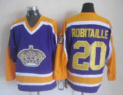 Los Angeles Kings 20 Luc Robitaille throwback purple men nhl ice hockey  jerseys