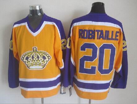 Los Angeles Kings 20 Luc Robitaille throwback yellow men nhl ice hockey  jerseys