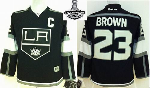 Los Angeles Kings 23 Dustin Brown kids black 2014 NHL champion Jerseys