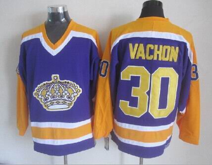 Los Angeles Kings 30 Rogie Vachon purple throwback men nhl  ice  hockey  jersey