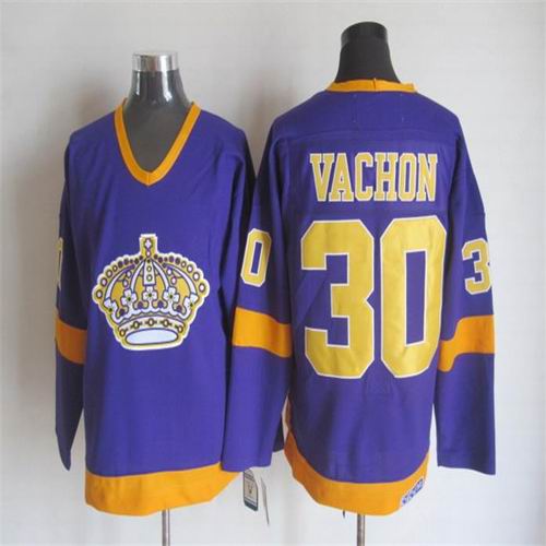Los Angeles Kings 30 Rogie Vachon purple throwback men nhl ice hockey  jerseys