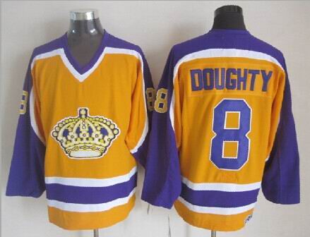 Los Angeles Kings 8 Drew Doughty yellow throwback CCN men nhl ice hockey  jerseys