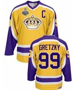 Los Angeles Kings 99 Wayne Gretzky 2012 Stanley Cup Yellow With Purple Throwback CCM men nhl ice hockey  jerseys