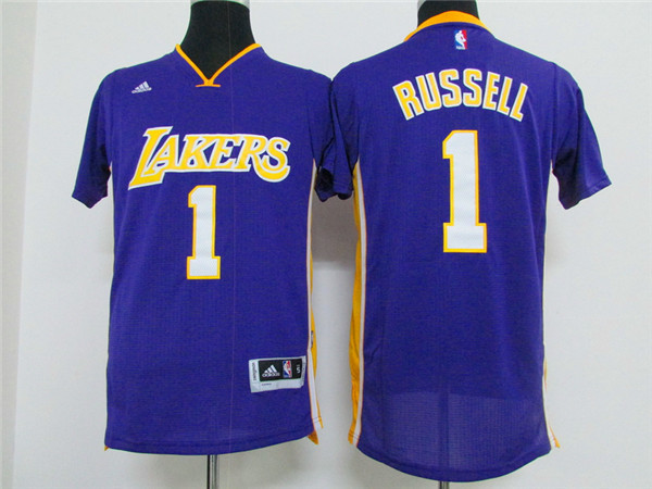 Los Angeles Lakers 1 D-Angelo Russell purple short sleeves adidas men nba basketball jerseys