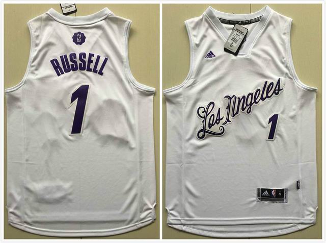 Los Angeles Lakers 1 D-Angelo Russell white NBA basketball 2017 Christmas Jersey