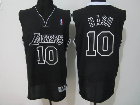 Los Angeles Lakers 10 Steve Nash Black White  adidas men nba basketball jerseys