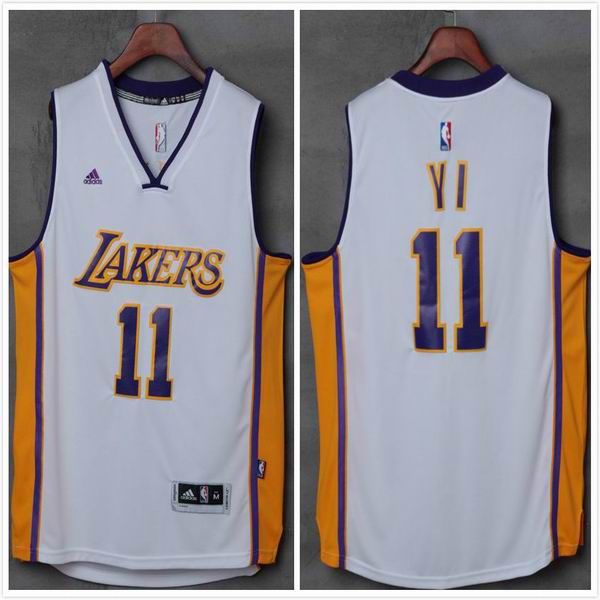 Los Angeles Lakers 11 Yi Jianlian White Stitched adidas men nba basketball jerseys