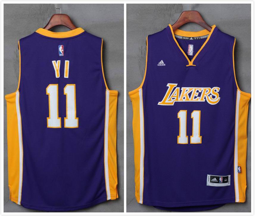 Los Angeles Lakers 11 Yi Jianlian purple Stitched adidas men nba basketball jerseys