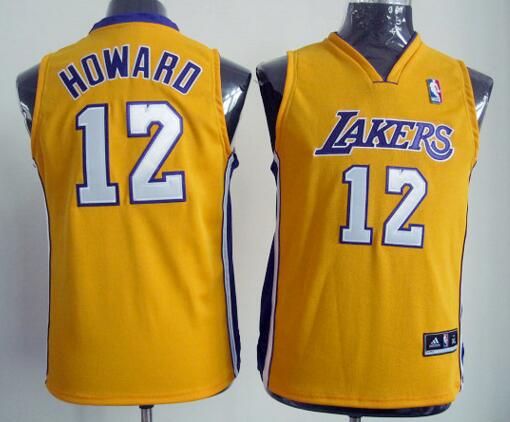Los Angeles Lakers 12 Dwight Howard  Yellow Home adidas men nba basketball jerseys