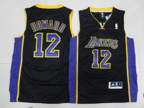 Los Angeles Lakers 12 Dwight Howard black Purple  adidas men nba basketball jerseys