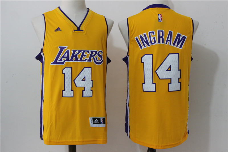 Los Angeles Lakers 14 Brandon Ingram yellow basketball adidas men nba basketball jerseys