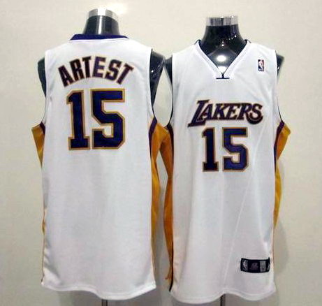 Los Angeles Lakers 15 ARTEST White adidas men nba basketball jerseys