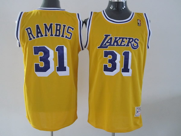Los Angeles Lakers 31 RAMBIS yellow throwback cheap adidas men nba basketball jerseys