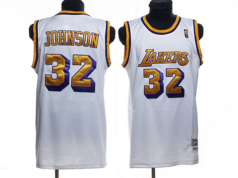 Custom Los Angeles Lakers 32 Magic Johnson white cheap adidas men  basketball jerseys