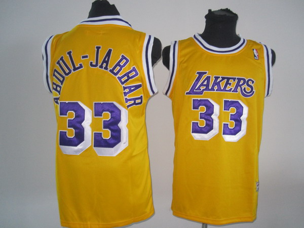 Los Angeles Lakers 33 BDUL-JABBAR yellow throwback adidas men nba basketball jersey