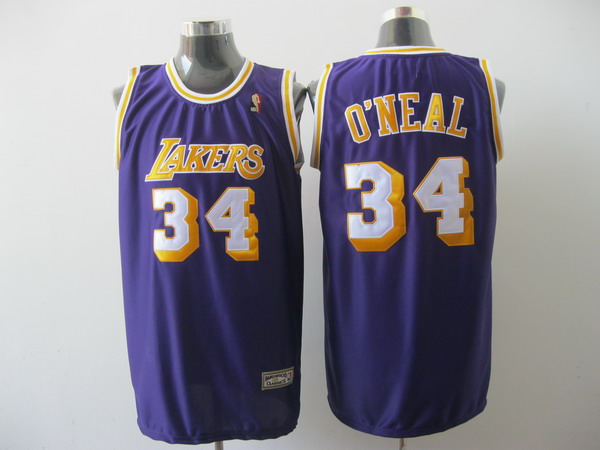 Los Angeles Lakers 34 O'NEAL purple throwback adidas men nba basketball jerseys
