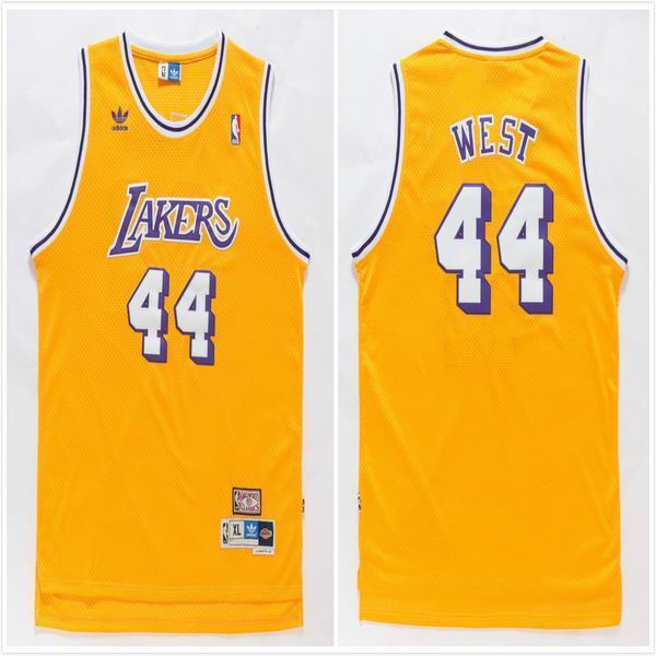 Los Angeles Lakers 44 Jerry West Yellow throwback adidas men nba basketball jerseys