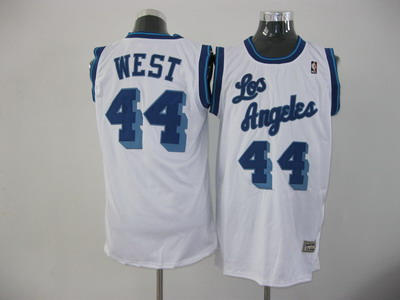 Los Angeles Lakers 44 WEST white adidas men nba basketball jerseys
