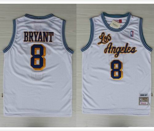 Los Angeles Lakers 8 Kobe Bryant throwback White adidas men nba basketball jerseys