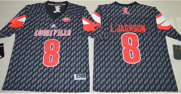 Louisville Cardinals 8 Lamar Jackson black men NCAA college Football Jersey