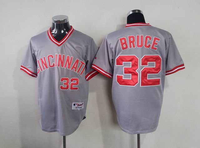 MLB Cincinnati Reds 32 BRUCE grey throwback men baseball mlb jerseys