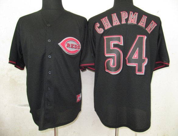 MLB Cincinnati Reds 54 Chapman Black Fashion men baseball mlb Jerseys