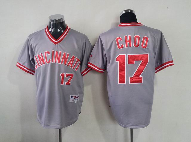 MLB Cincinnati Reds CHOO 17 grey throwback men baseball mlb jerseys