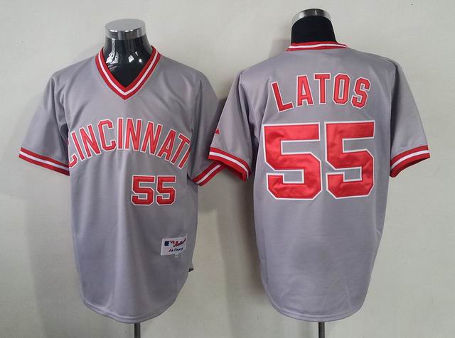 MLB Cincinnati Reds LATOS 55 grey throwback men baseball mlb jerseys