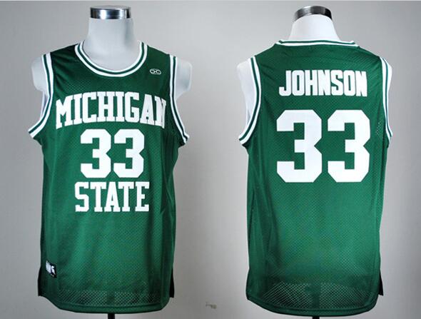 Magic Johnson Michigan State Spartans #33 Green College Hardwood Legends Basketball Stitched Jerseys