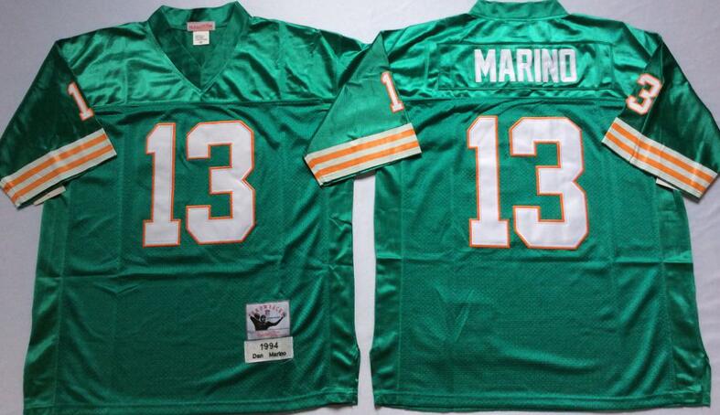 Miami Dolphins Dan Marino 13 Green Throwback football Jerseys