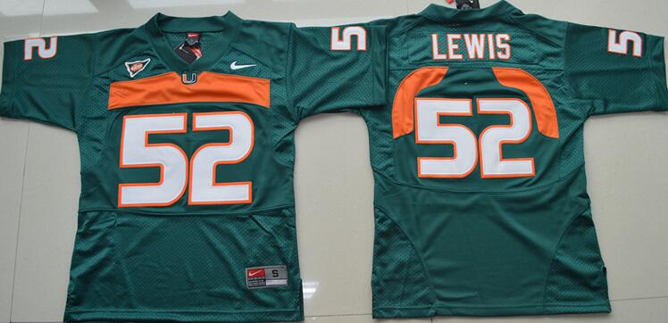 Miami Hurricanes 52 Ray Lewis green men NCAA college Football Jerseys