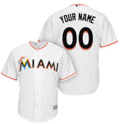 Miami Marlins jersey Majestic White Cool Base Custom any name number