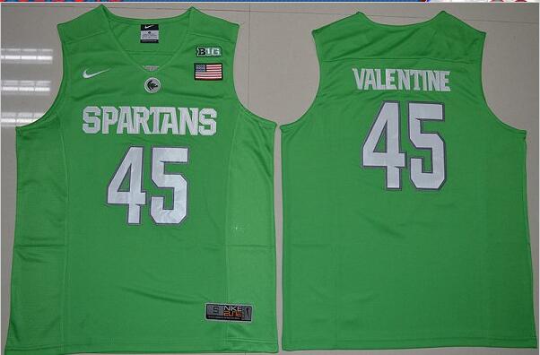 Michigan State Spartans Denzel Valentine 45 College Basketball Authentic Jersey - Apple Green