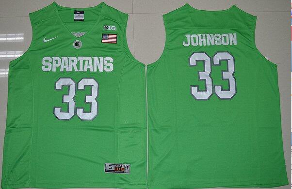 Michigan State Spartans Magic Johnson 33 College Basketball Authentic Jersey - Apple Green