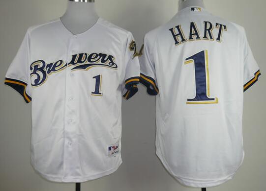 Milwaukee Brewers 1 Hart White men baseball MLB Jerseys