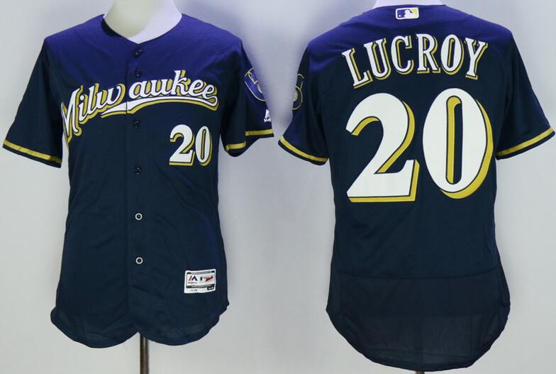 Milwaukee Brewers 20 Jonathan Lucroy dark blue Flexbase Authentic Collection Jersey